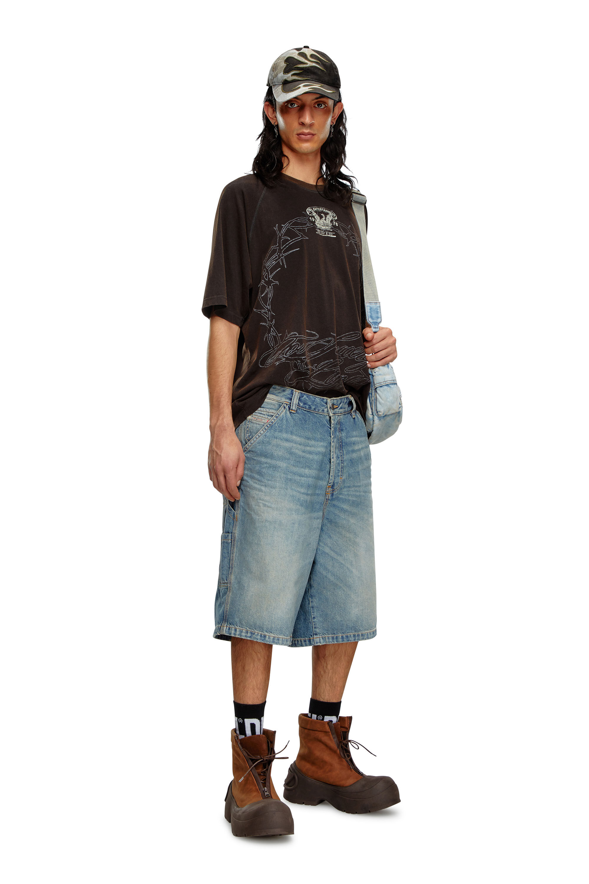 Diesel - D-LIVERY-SHORT, Man's Denim utility shorts in Light Blue - 4