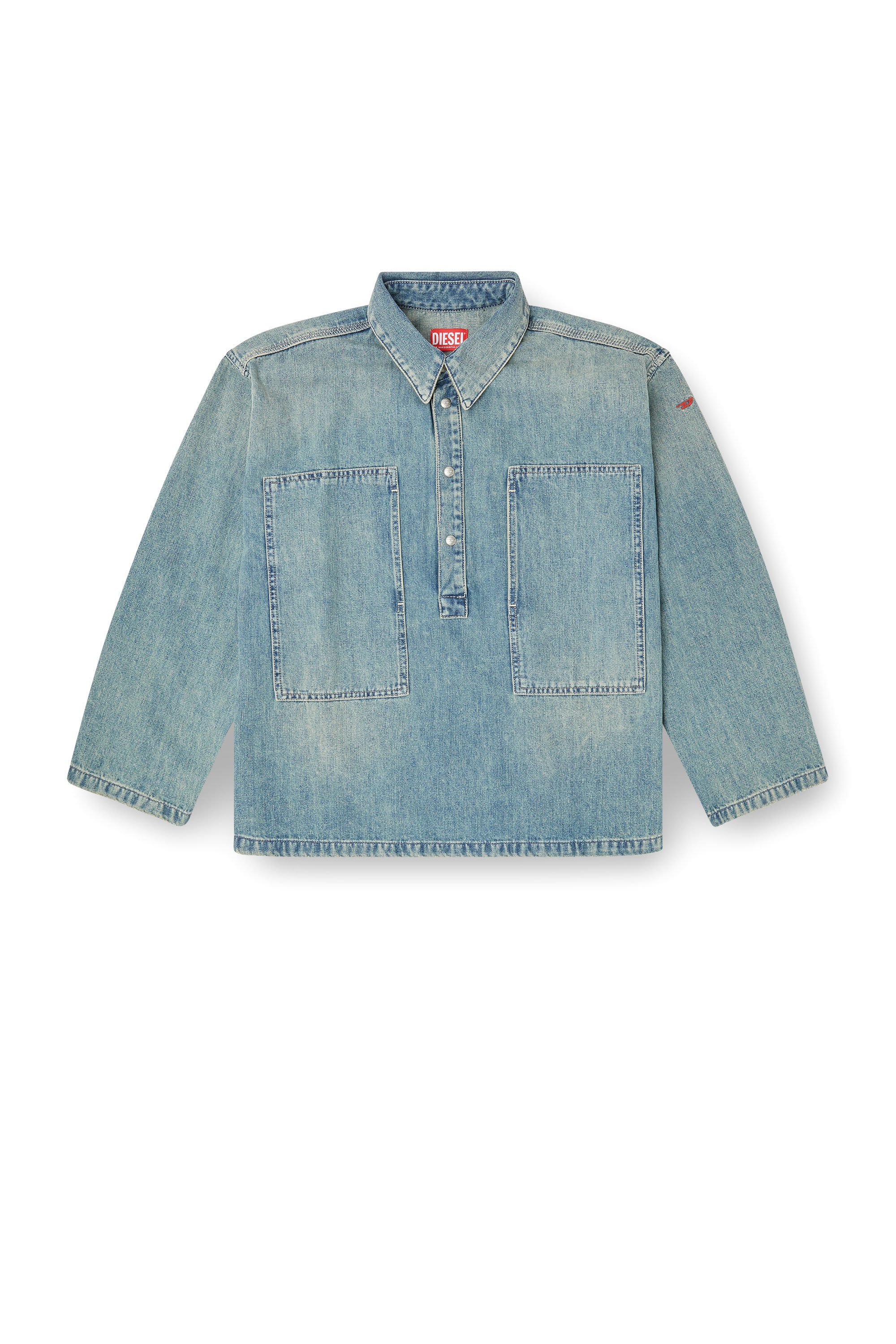 Diesel - DE-PRISS, Woman's Henley top in utility-style denim in Light Blue - 2