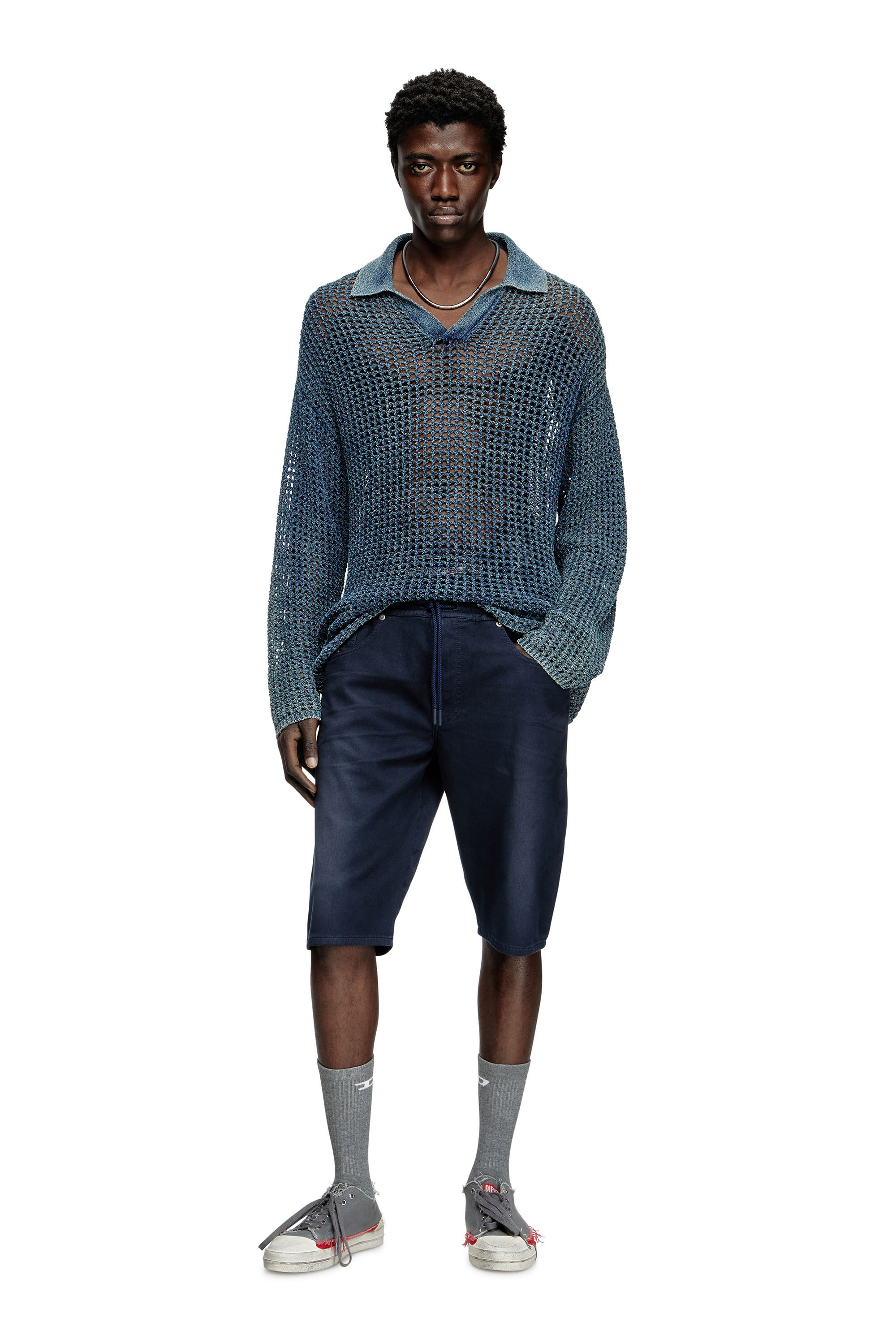 Diesel - 2033 D-KROOLEY-SHORT JOGG, Man's Chino shorts in JoggJeans in Dark Blue - 3