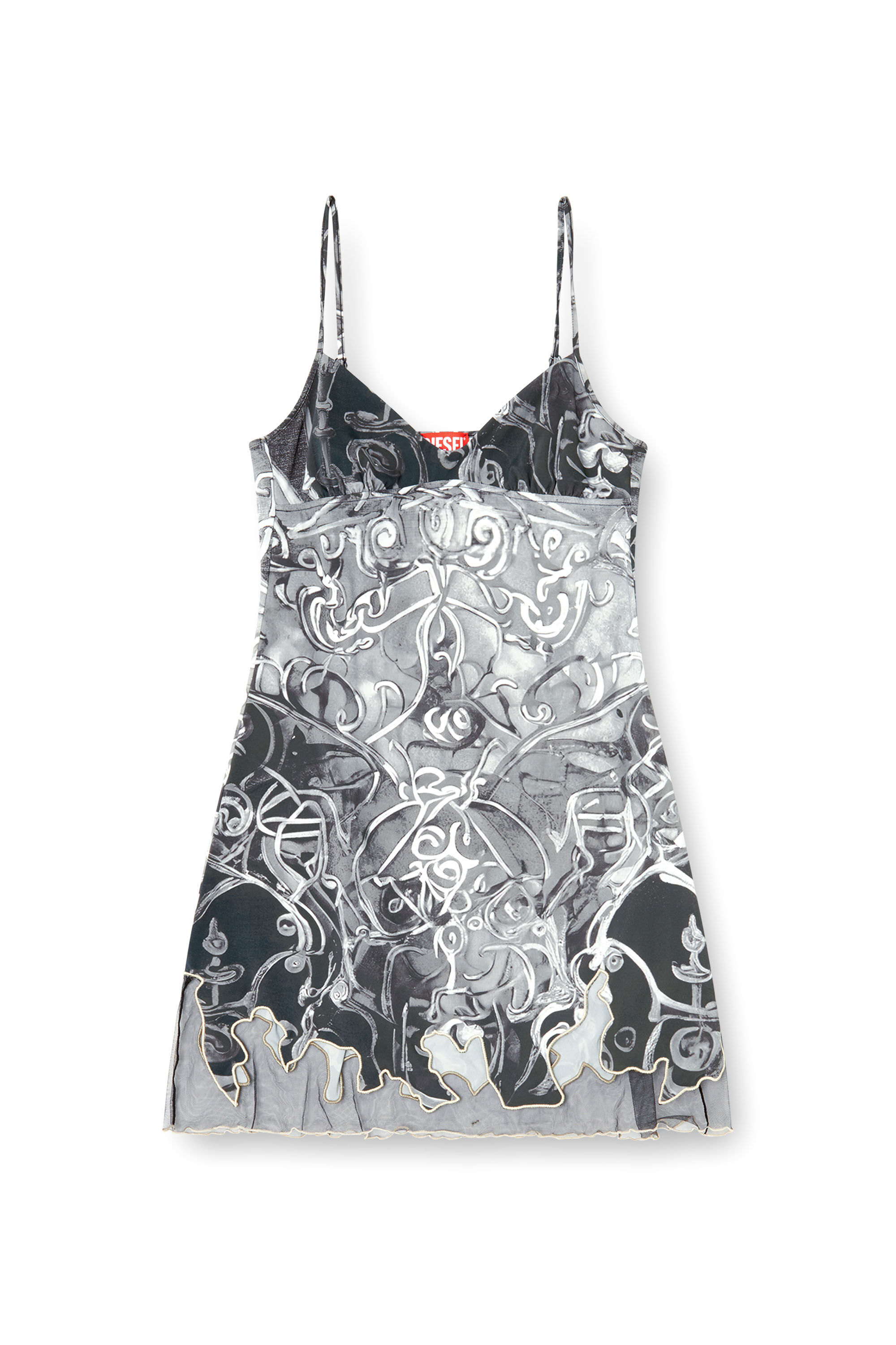 Diesel - D-INLAY, Woman's Nylon mini dress with Heraldic print in Grey - 2