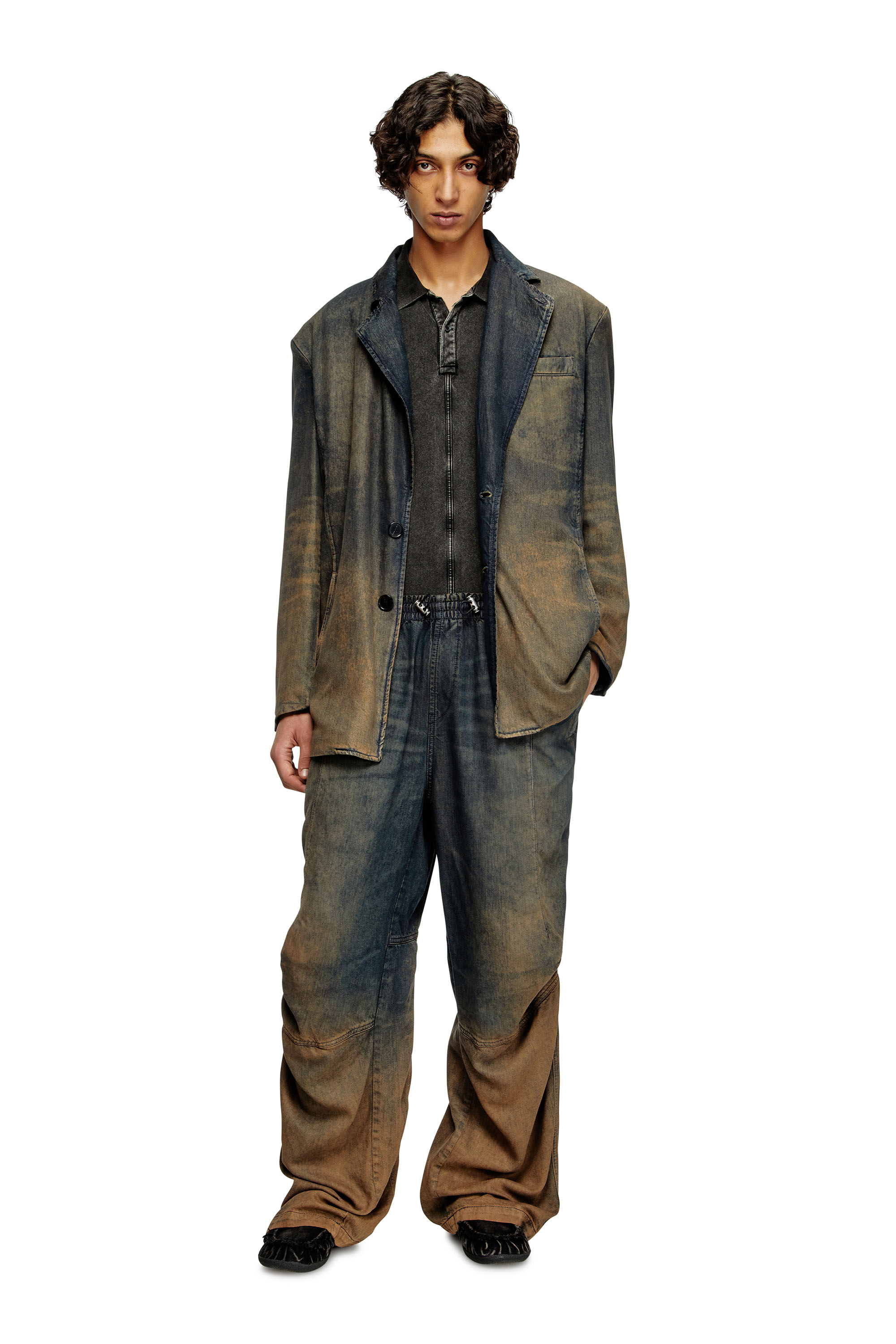 Diesel - D-REG-S, Unisex's Blazer in fluid shaded denim in Dark Blue - 2