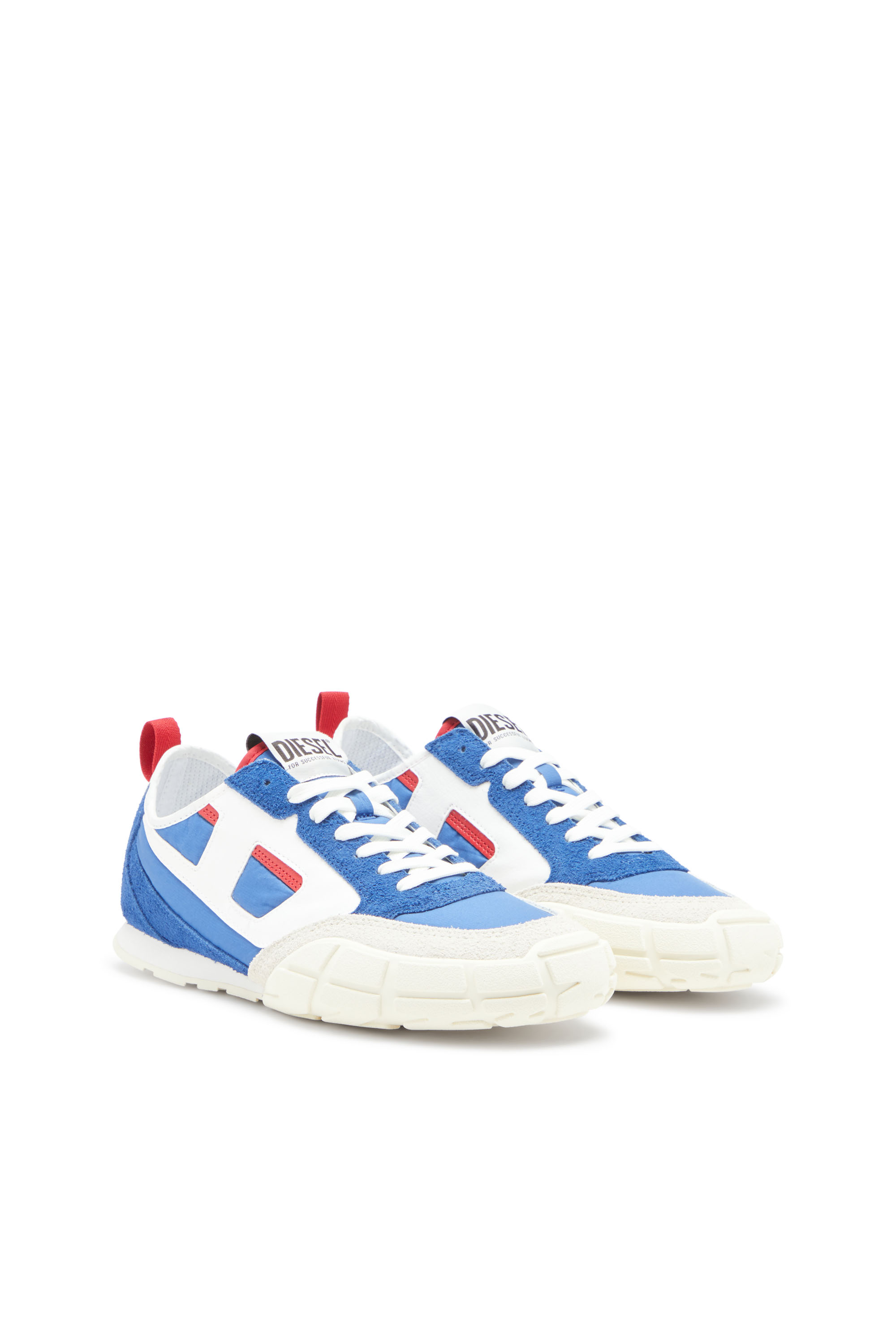 Diesel - S-PAGODHA LOW, Man's S-Pagodha-Sneakers in leather, suede and ripstop in Blue - 3