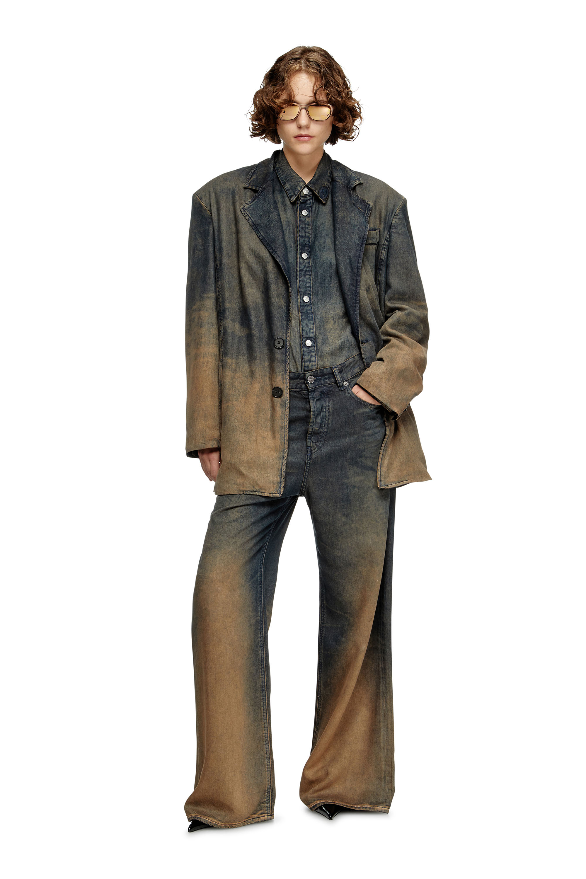 Diesel - D-REG-S, Unisex's Blazer in fluid shaded denim in Dark Blue - 7