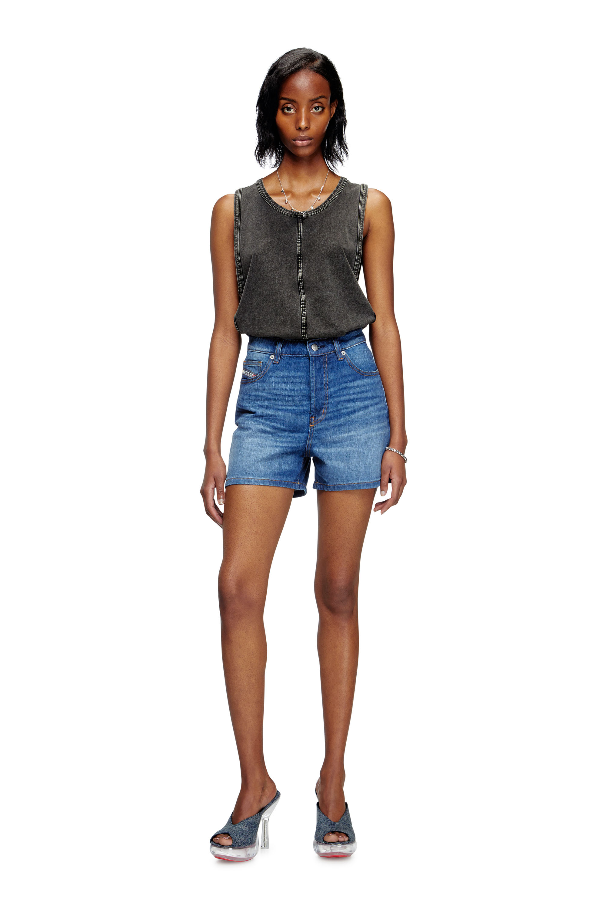 Diesel - DE-JIRO, Woman's Denim shorts in Medium blue - 2