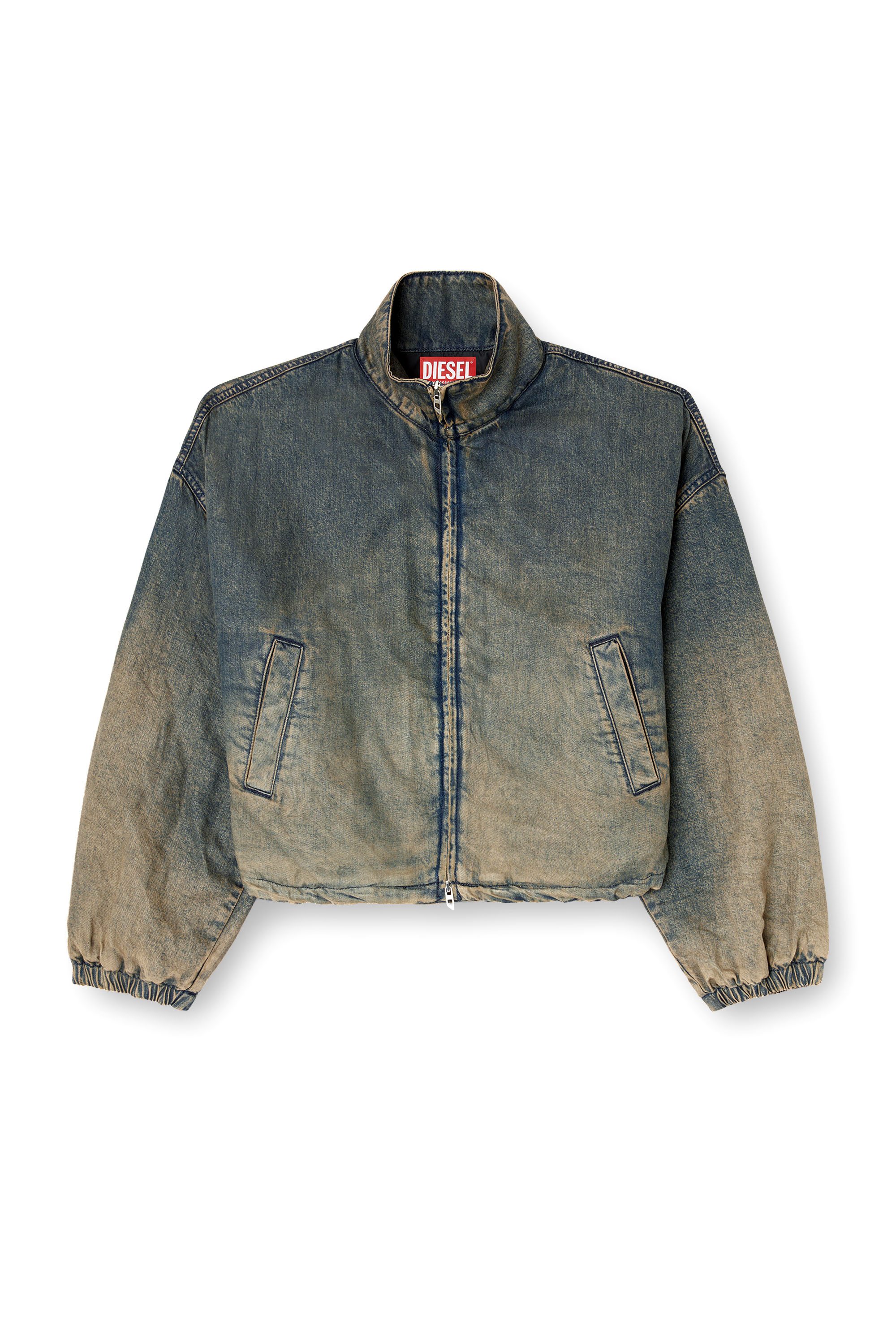 Diesel - DE-FLOWER-S, Woman's Zipped jacket in fluid shaded denim in Medium blue - 3