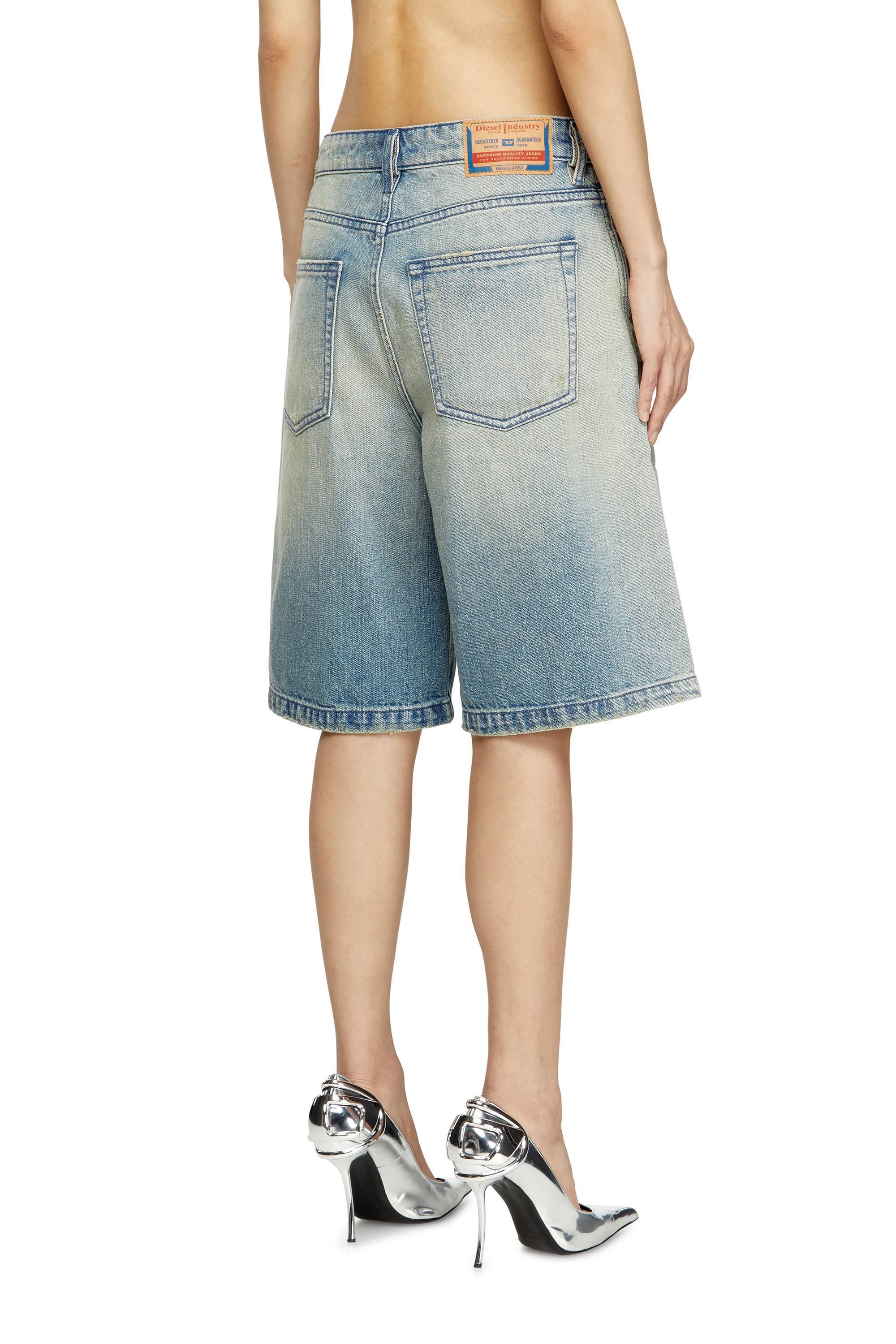 Diesel - DE-SIRE-SHORT, Woman's Shorts in worn-effect denim in Light Blue - 4