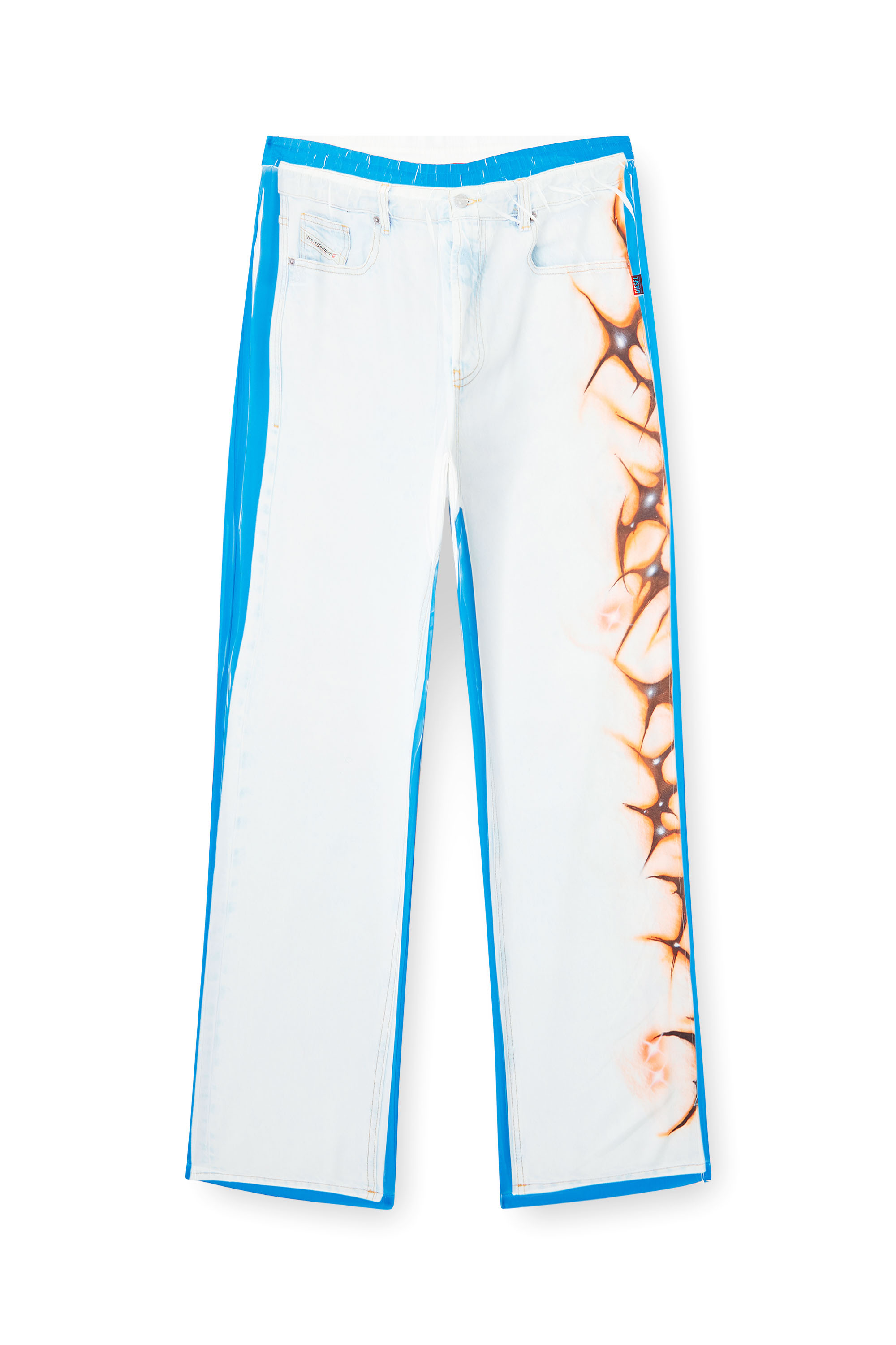 Diesel - P-AFTER-GRAFFITI-JAP, Unisex's Relaxed pant with graffiti print in Blue/White - 4