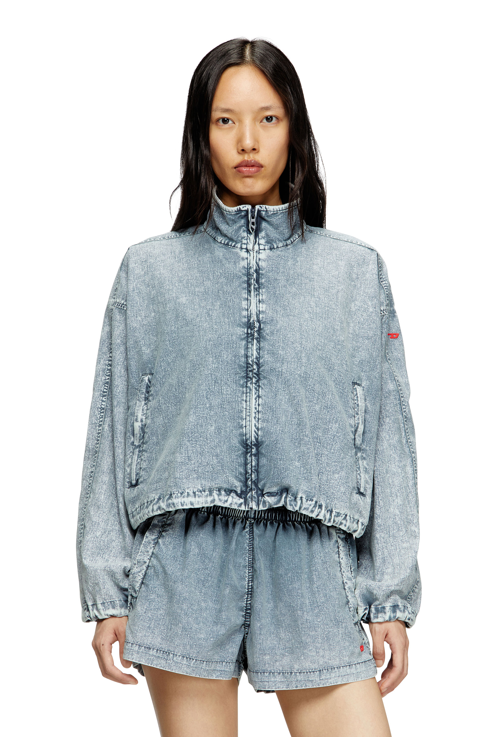 Diesel - G-LEAM-R1, Woman's Cropped jacket in recycled nylon taslan in Light Blue - 1