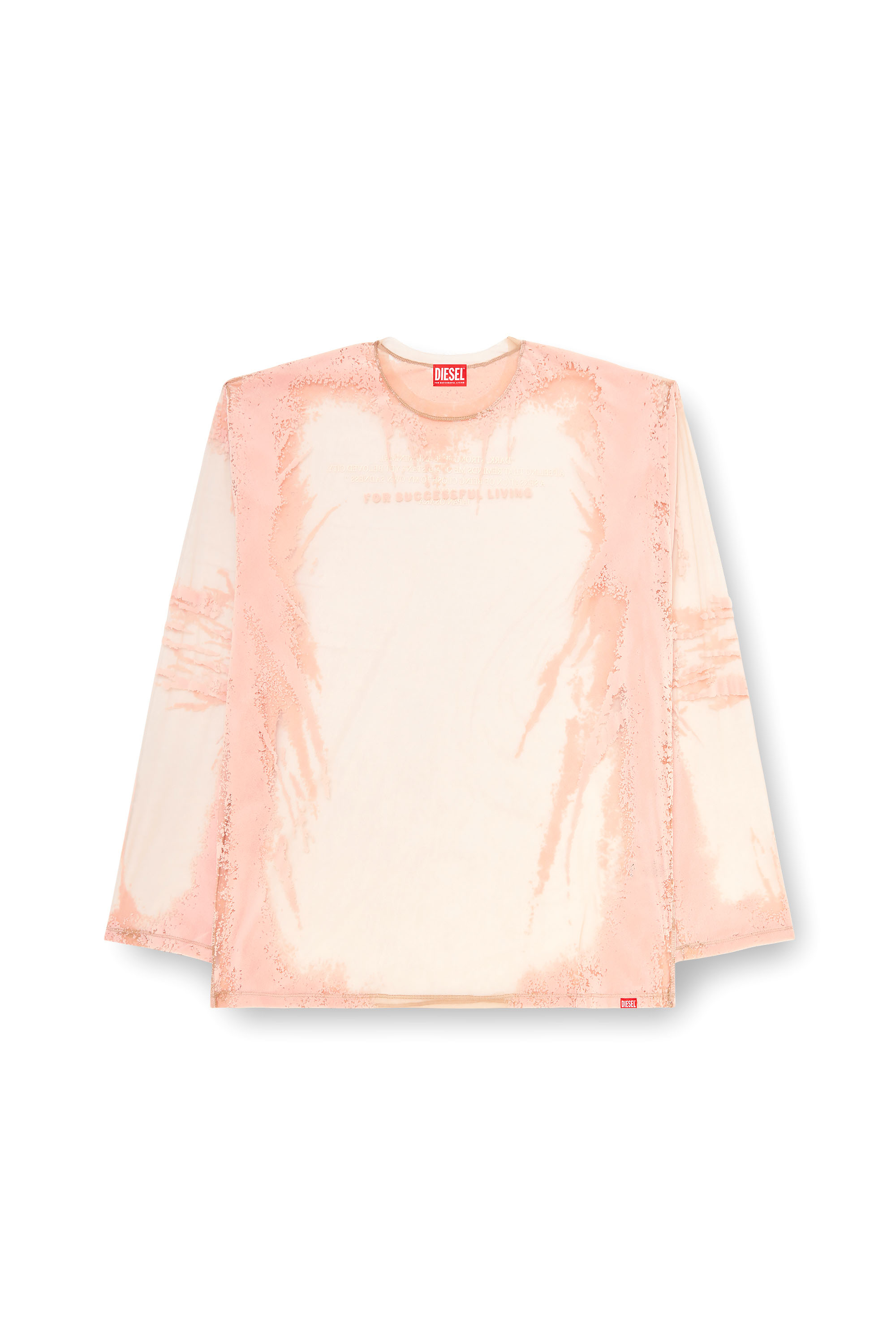 Diesel - T-HASSAN-LS-A, Unisex's Long-sleeve nylon T-shirt with lyrics print in Pink - 3