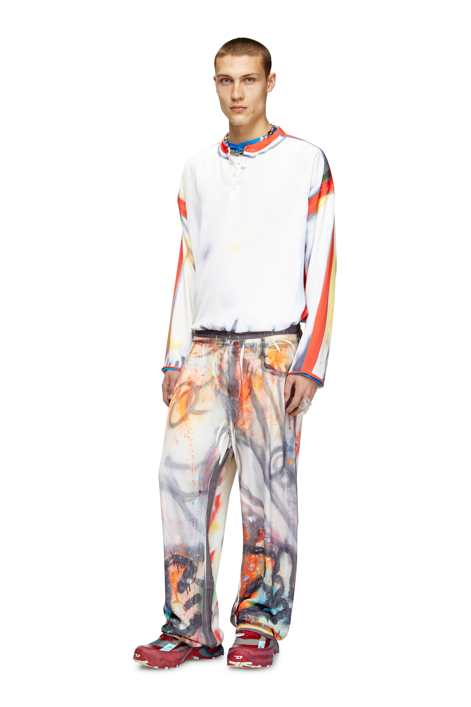 Diesel - P-AFTER-GRAFFITI-USA, Unisex's Relaxed pant with graffiti print in Grey - 3