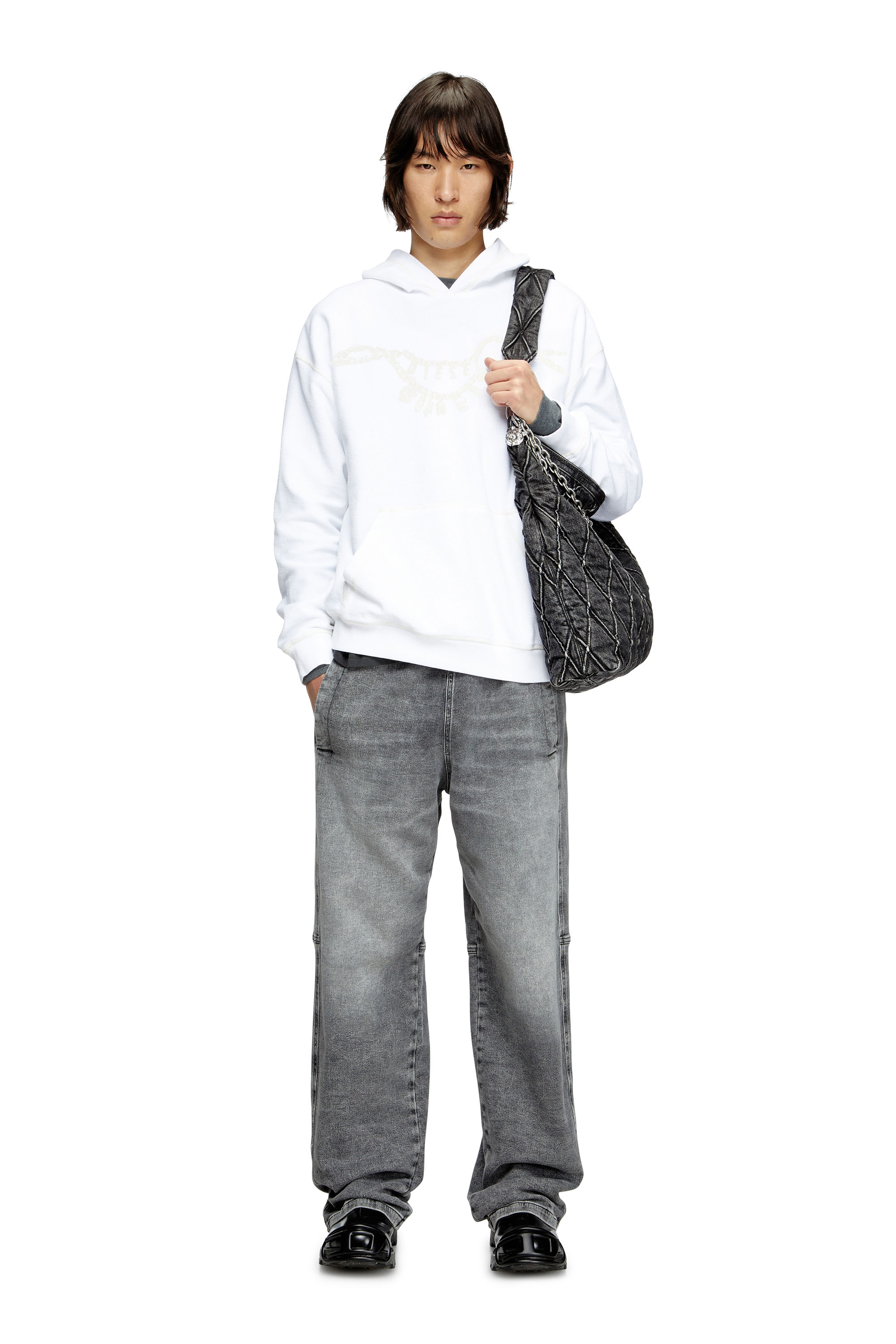 Diesel - S-BOXT-HOOD-HOSHI, Unisex's Hoodie with charm necklace print in White - 2