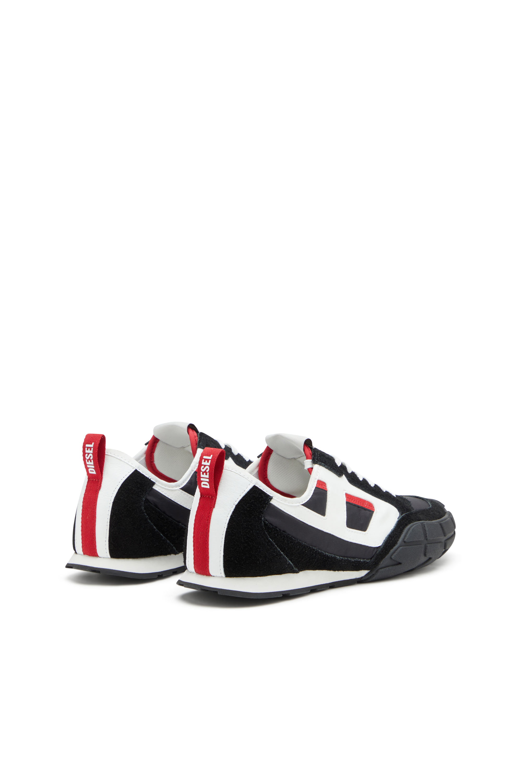Diesel - S-PAGODHA LOW, Man's S-Pagodha-Sneakers in leather, suede and ripstop in Black/Red - 4