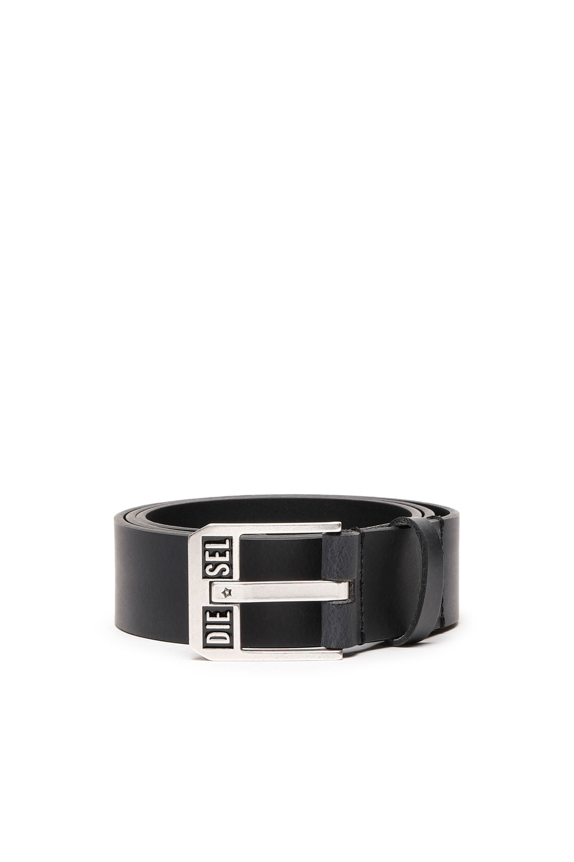 Diesel - BLUESTAR II, Man's Leather belt with star logo buckle in Dark Blue - 1